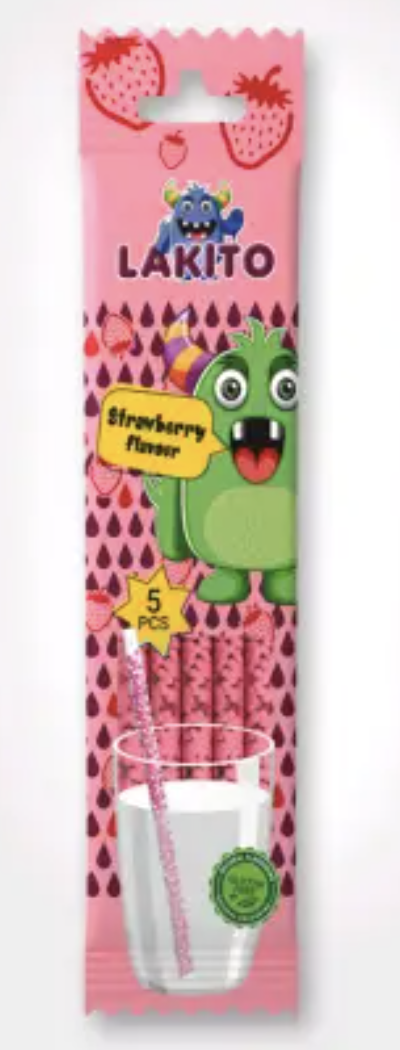 Соломка розчинна цукрова зі смаком полуниці 30г ТМ Lakito